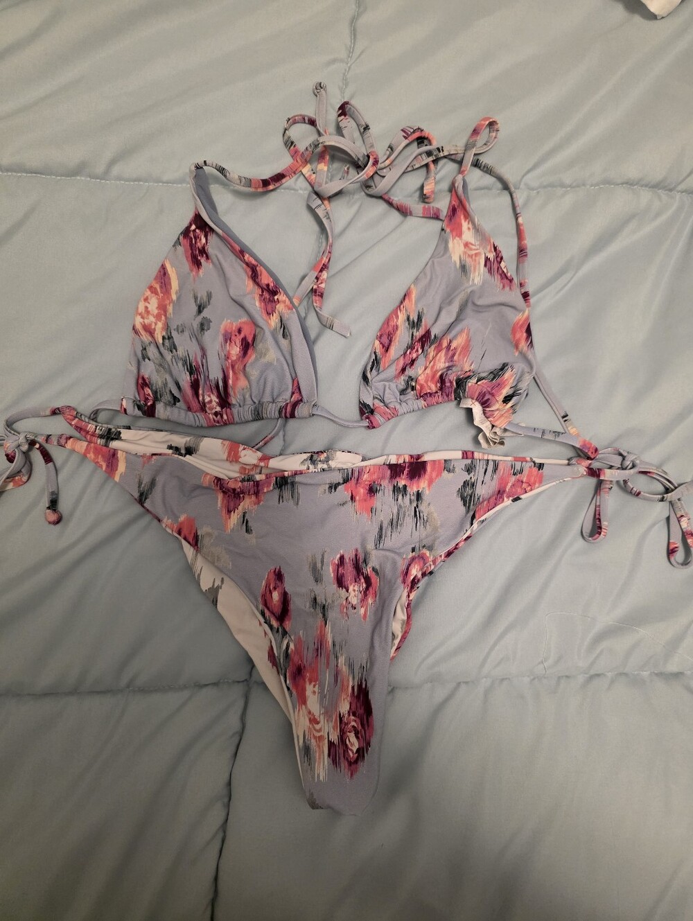 Phax Lavender Floral Tie-Side Bikini Set